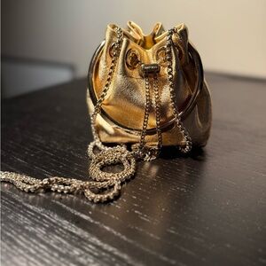 Jimmy Choo Gold Metallic Nappa Mini Bag bon bon
